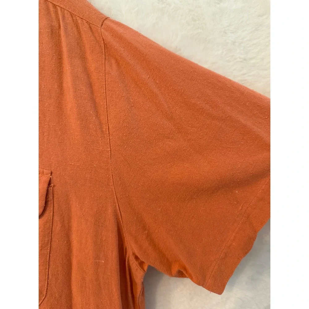 Selene Paris 100% Silk 2 Piece Set Womens 2X Coral Orange Shirt & Pants Suit